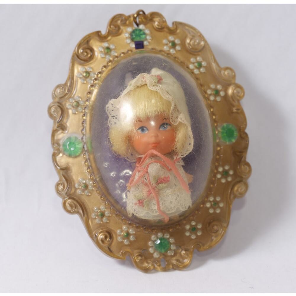 1966 Mattel Lucky Locket Kiddles Larky Mini Doll in Dress & Hat ~ 260423-WH 1093